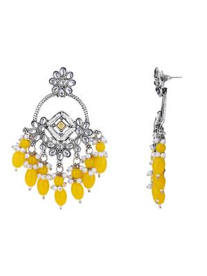 Indian wedding bollywood handcrafted kundan pearl chandbali dangle earrings for women  2