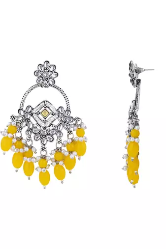 Indian wedding bollywood handcrafted kundan pearl chandbali dangle earrings for women 
