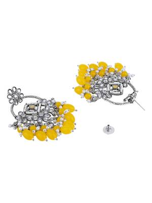 Indian wedding bollywood handcrafted kundan pearl chandbali dangle earrings for women  3