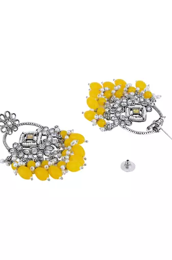 Indian wedding bollywood handcrafted kundan pearl chandbali dangle earrings for women 