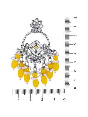 Indian wedding bollywood handcrafted kundan pearl chandbali dangle earrings for women  4