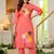 Peach Embroidered Cotton Kurta and Pant Set