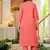 Peach Embroidered Cotton Kurta and Pant Set