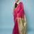 Crimson Red Cotton Blend Saree with Narrow Border