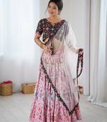 Elegant Multi-Color Floral Printed Rayon Lehenga Choli with Net Dupatta