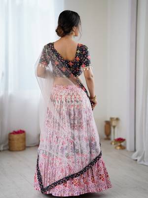 Elegant Multi-Color Floral Printed Rayon Lehenga Choli with Net Dupatta 3