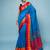 Blue Cotton Blended Saree With Wide Boarder