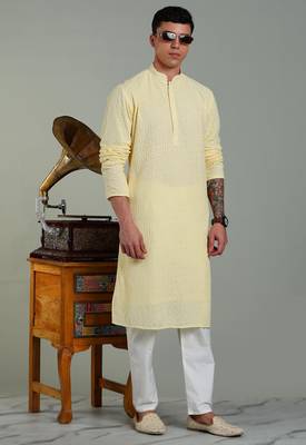 Mens stylish georgette sequins embroidery kurta pyjama 1