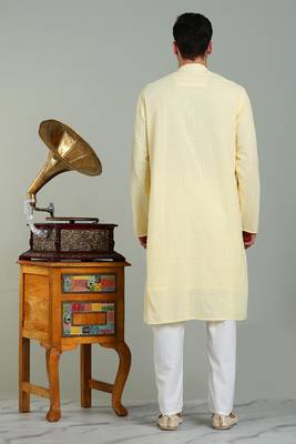 Mens stylish georgette sequins embroidery kurta pyjama 2