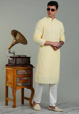 Mens stylish georgette sequins embroidery kurta pyjama 3