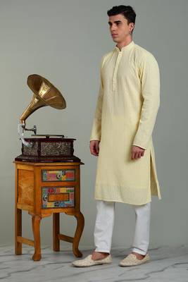 Mens stylish georgette sequins embroidery kurta pyjama 4