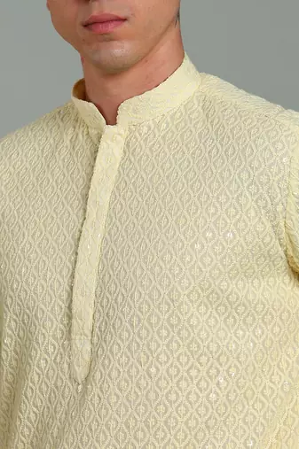 Mens stylish georgette sequins embroidery kurta pyjama