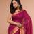 Wine Cotton Blended Saree with Golden Stripe