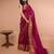 Wine Cotton Blended Saree with Golden Stripe