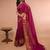 Wine Cotton Blended Saree with Golden Stripe