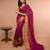 Wine Cotton Blended Saree with Golden Stripe