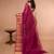 Wine Cotton Blended Saree with Golden Stripe