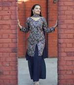 Blue tapeta silk embroidery work Suit set