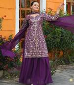 Wine tapeta silk embroidery work Suit set