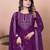Wine color chinnon silk embroidery work Suit set