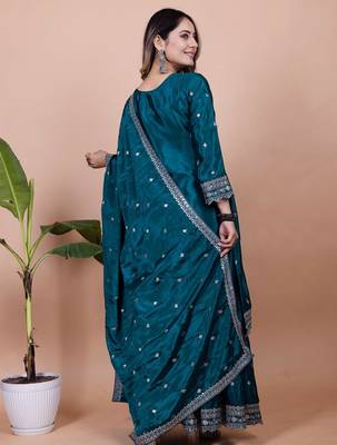 Morepich chinnon silk embroidery work Suit set 2
