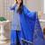 Blue color chinnon silk embroidery work Suit set