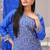 Blue color chinnon silk embroidery work Suit set