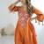 Orange color khadi cotton embroidery work navratri Suit set