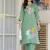 Shadow Green Embroidered Cotton Kurta and Pant Set