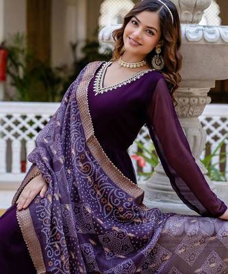 purple anarkali gown with dupatta 3