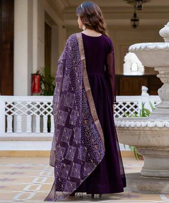 purple anarkali gown with dupatta 5