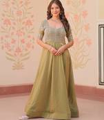Olive embroidered gown