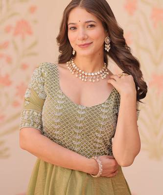 Olive embroidered gown 4