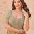 Olive radiance fendy silk embroidered gown