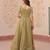 Olive radiance fendy silk embroidered gown