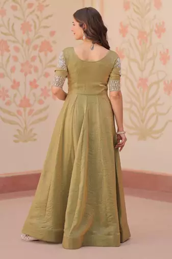 Olive embroidered gown