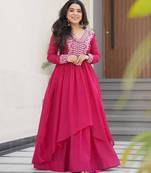 Pink embroidered georgette gown
