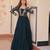Teal bloom embroidered flared gown