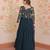 Teal bloom embroidered flared gown