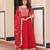 Regal red zari embroidered gown set