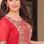 Regal red zari embroidered gown set