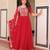 Regal red zari embroidered gown set
