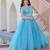 blue gold crush anarkali gown with embroidered sequins work