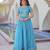 blue gold crush anarkali gown with embroidered sequins work