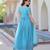 blue gold crush anarkali gown with embroidered sequins work
