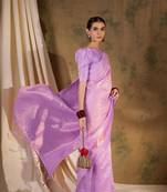 Regal lavender banarasi silk saree with weaving work