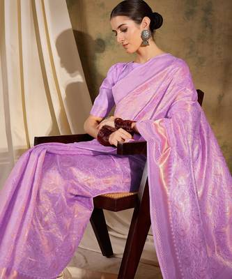 Regal lavender banarasi silk saree with weaving work 2
