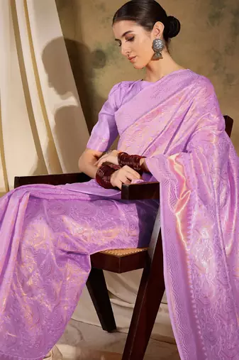 Regal lavender banarasi silk saree with weaving work