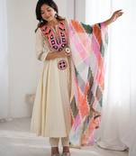 Off white embroidered anarkali with dupatta
