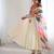 Off white elegance embroidered anarkali with leheriya dupatta